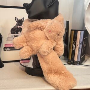 Plush Tan Scarf with Bunny Design NWT
